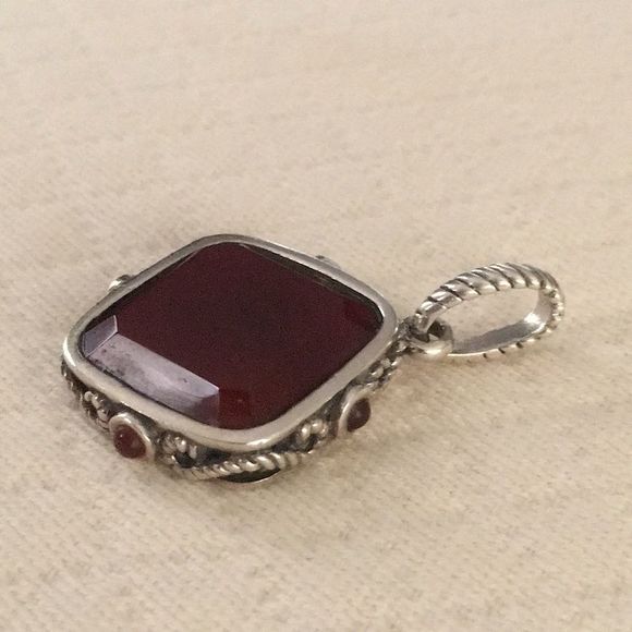 BARSE Sterling Silver Rope Embellished Red Carnelian Pendant - Picture 8 of 11